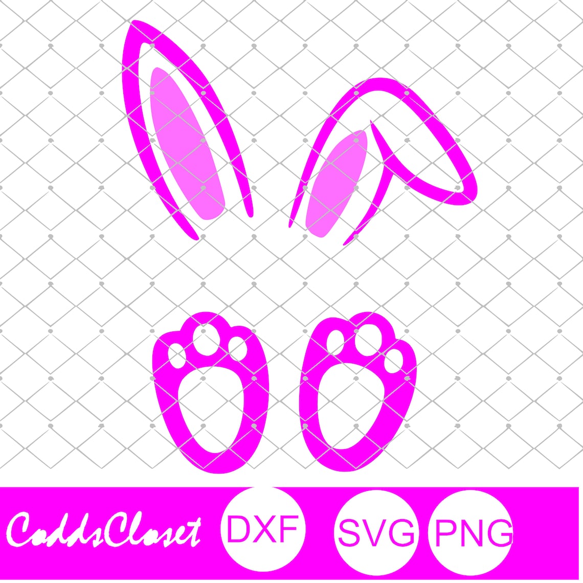 Easter Bunny Ears & Feet Svg Png Dxf Easter Design Svg Cutting File ...
