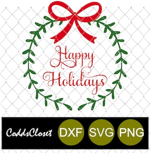 Happy Holidays SVG Png Dxf kerstmis seizoen Svg vakantie boog Svg vakantie Png vakantie dxf blok glas ontwerp hout teken ontwerp shirt ontwerp