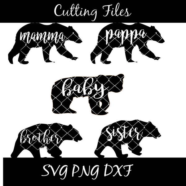 Bear Family svg files Moma  Bear svg Daddy Bear svg Brother Sister Baby Bear SVG File Instant Download