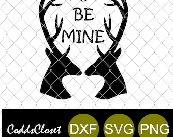 Double Head Deer Svg Buck Silhouette Svg Png Dxf Heart Be Mine Valentine SVG File Cutting File Commerical Use Personal Use Engagement svg