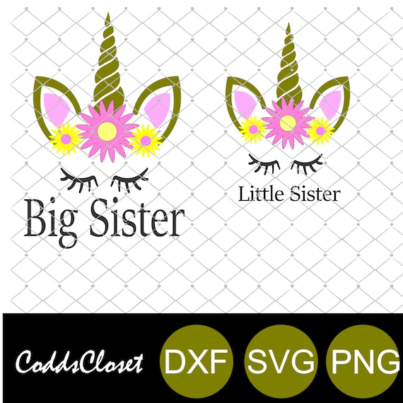 Big Sister Unicorn Face Svg Little Sister Unicorn Face SVG PNG | Etsy