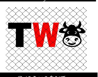 TWO Cow Svg Png, Dxf, Urodziny Vinyl Decal Design, Barnyard Theme, Projekt Decal, Urodziny Cow Two, Farm Animal Svg, Komercyjne zastosowanie Personal