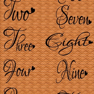 Fancy Font Birthday Numbers One to Ten With Heart  SVG Instant Download Birthday svg number words svg Banner Birthday svg