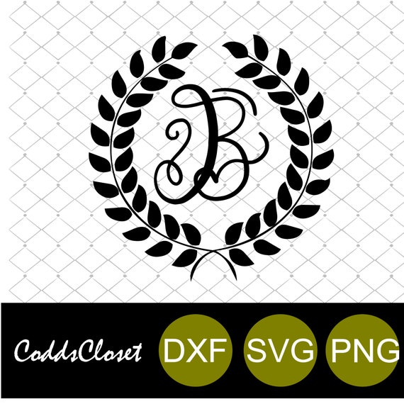 Letter B Monogram SVG Png Dxf File Instant Download Cutting Machine File Glass Block Svg Cricut File Laurel Wreath Letter B Monogram