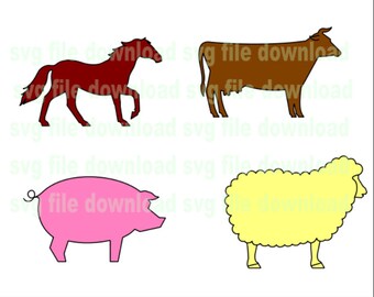 Farm Animals Cutting Files Horse svg  Cow svg  Sheep Pig SVG File Instant Download