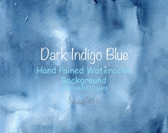 Dark Indigo Blue, Abstract Texture Watercolor Background Digital Paper Splashes Brushstroke Hand Painted Clip art - Small License