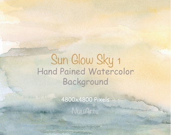 Sunset Sky Background Abstract Watercolor Background Orange Blue Digital Paper Splashes Brush Stroke Hand Painted Clip art Sunlight Clipart