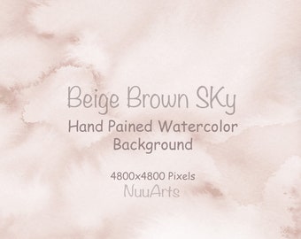 Watercolor Background Beige Brown Sepia Background Abstract Sky Digital Paper Splashes Brush Stroke Hand Painted Clip art