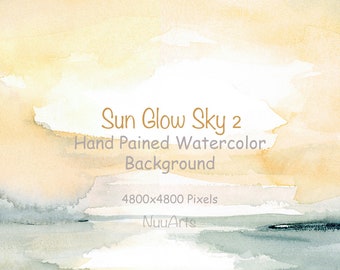 Sunset Sky Background Abstract Watercolor Background Orange Blue Digital Paper Splashes Brush Stroke Hand Painted Clip art Ocean Sea Clipart