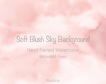 Blush Pink Sky Background Abstract Texture Watercolor Background Digital Paper Splashes Brush Stroke Hand Painted Clip art - Soft Warm Blush