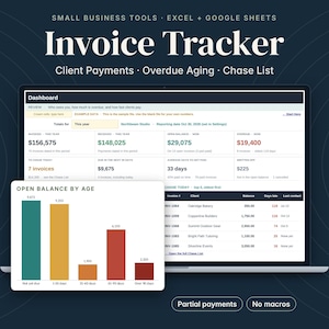 Invoice Tracker Spreadsheet, Client Payment Tracker for Excel and Google Sheets, Accounts Receivable Aging Report, Freelance Invoice Log
