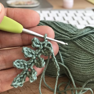 Fern Leaf Crochet Pattern step by step US terms DIY pattern ready for download by CrochetObjet image 8