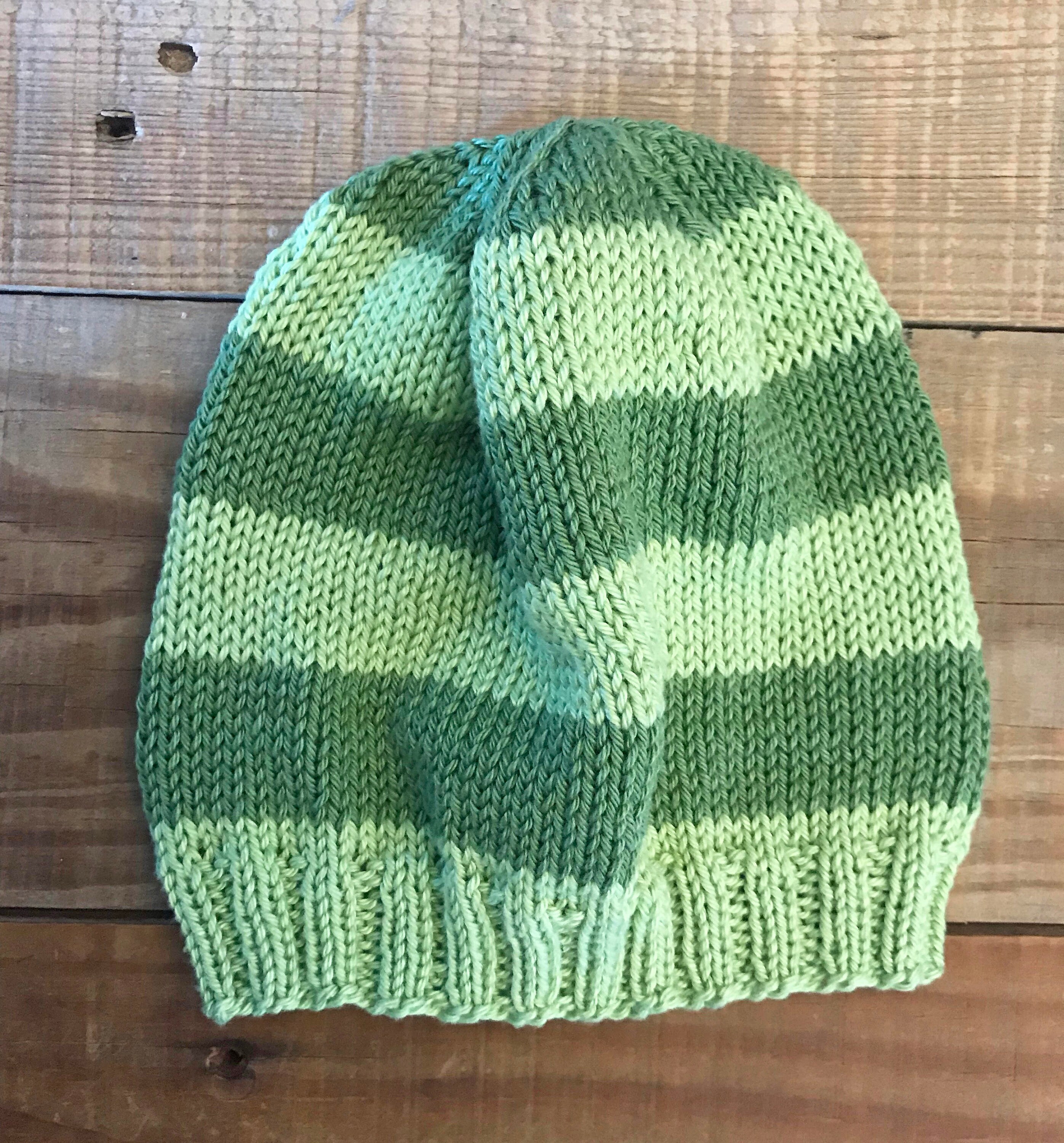 Cotton Stripe Hat Knitting Pattern Ready for Immediate Etsy