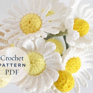 Ramo de manzanilla, patrón de crochet en inglés (DIY) en PDF (listo para descargar) - por CrochetObjet