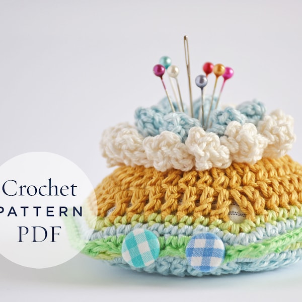 Crochet Pattern, Madeleine Hexagon Pincushion Pattern - ready for immediate download - by CrochetObjet