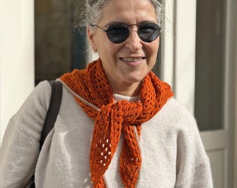 Mdays Crochet Bandana Pattern by CrochetObjet - Granny Stitch Triangle Scarf - Easy One Skein Boho Hair Accessory - PDF Download