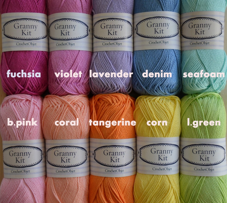 Cotton Yarns 10 colours Granny Kit Ready to ship by Etsy