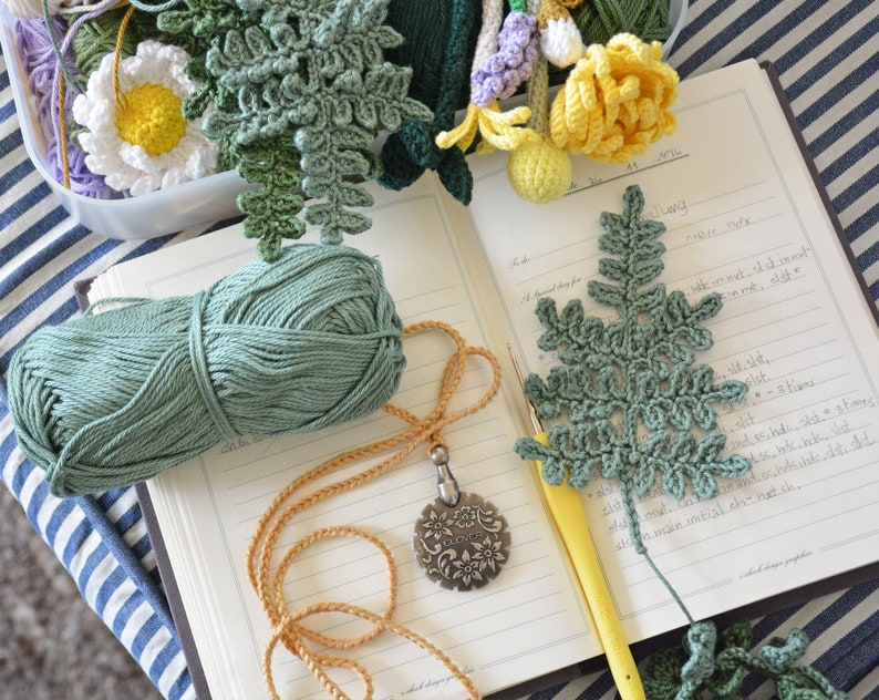Fern Leaf Crochet Pattern step by step US terms DIY pattern ready for download by CrochetObjet image 3