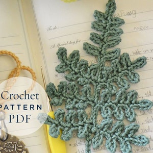 Fern Leaf Crochet Pattern step by step US terms DIY pattern ready for download by CrochetObjet image 1