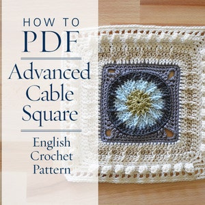 diy PDF English Crochet Pattern Advanced Cable Square step by step pattern ready for immediate download by CrochetObjet image 3