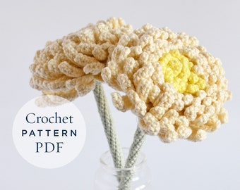 Chrysanthemum Flower, DIY PDF English Crochet Pattern, US terms - ready for immediate download - by CrochetObjet