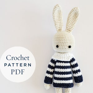 crochet pattern, Turtleneck Striped Dress for Angie Bunny, DIY pattern ready for immediate download by CrochetObjet