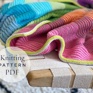 Kiss Blanket Garter Stitch Knitting Pattern, step by step US terms DIY pattern ready for download by CrochetObjet image 1