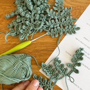 Fern Leaf Crochet Pattern step by step US terms DIY pattern ready for download by CrochetObjet image 9