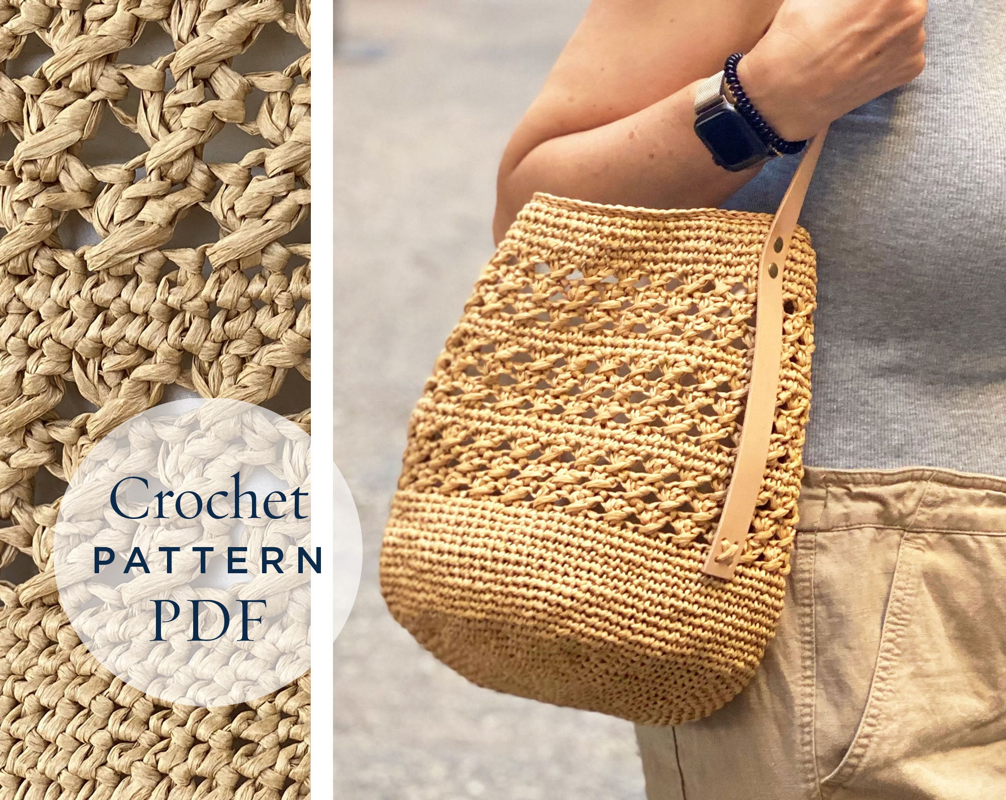 Hand Crochet Natural Woman Jute Embroidery Bag Shoulder Bag