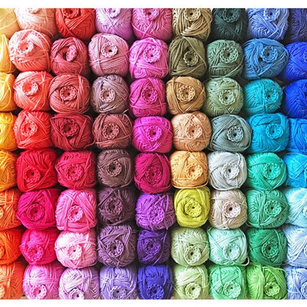 100% Cotton Yarn - Free Shipping - Choose any 24 colours you like - Mercerized Cotton Yarn Ready to ship by CrochetObjet