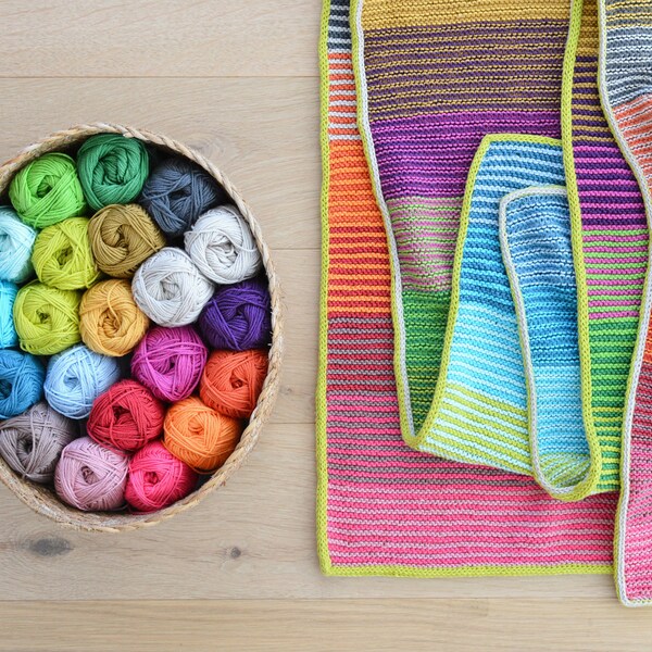 FREE SHIPPING, Kiss Blanket cotton yarn pack, 21 pure mercerized cotton balls, knitting garter stripes blanket