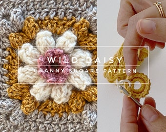 Wild Daisy Granny Square Crochet Pattern Ready for Immediate
