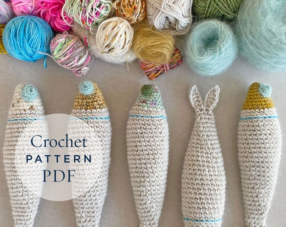crochet fish pattern, SAMMY, step by step US terms DIY pattern ready to download by CrochetObjet