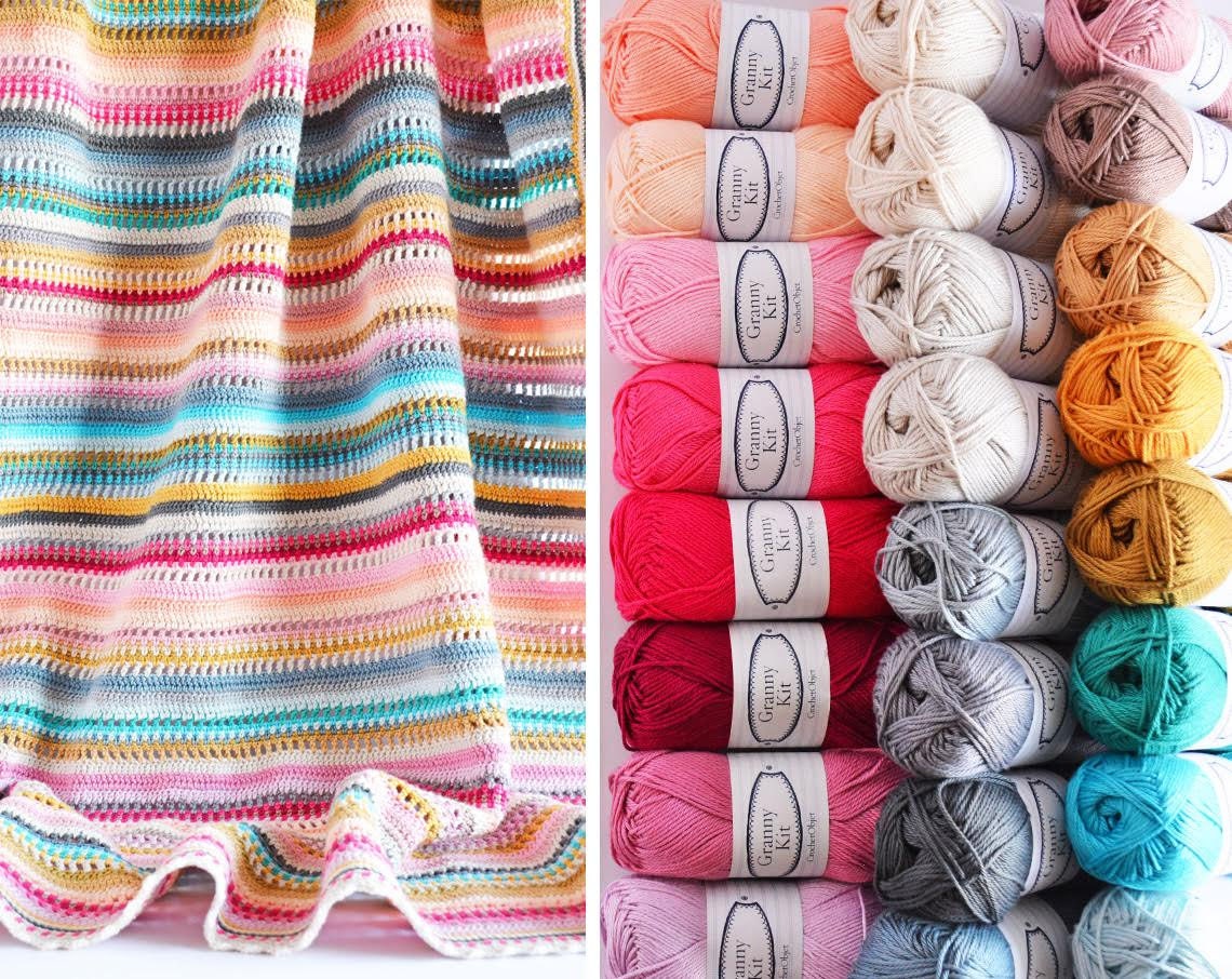 Crochet Pattern Yarn and Colors Amazing Staggered Stripes Blanket