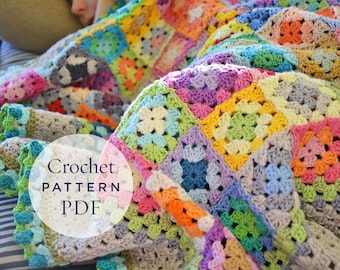 Crochet Pattern, Bloom Blanket, step by step US terms DIY pattern ready to download by CrochetObjet