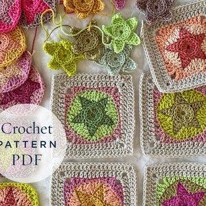 Crochet Pattern StarFish Blanket Square pattern - ready for immediate download - by CrochetObjet