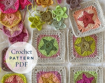 Crochet Pattern StarFish Blanket Square pattern - ready for immediate download - by CrochetObjet