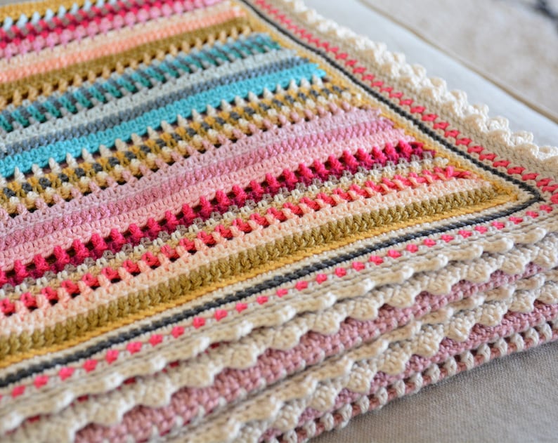 Crochet Pattern, Stripes & Colours Blanket PDF Pattern written in US terms, ready to download by CrochetObjet image 9