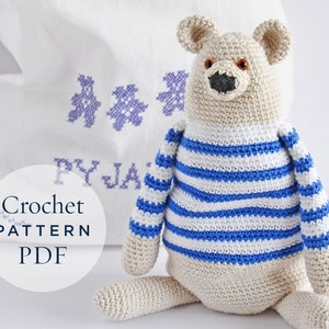 crochet pattern, Benji The Bear, step by step US terms DIY pattern ready to download by CrochetObjet