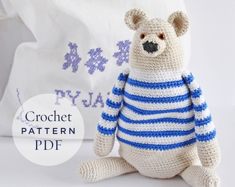 crochet pattern, Benji The Bear, step by step US terms DIY pattern ready to download by CrochetObjet image 1