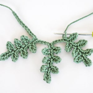 Fern Leaf Crochet Pattern step by step US terms DIY pattern ready for download by CrochetObjet image 4