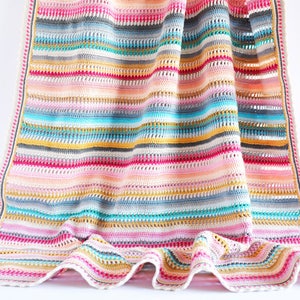 Crochet Pattern, Stripes & Colours Blanket PDF Pattern written in US terms, ready to download by CrochetObjet image 2