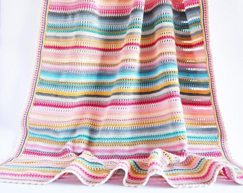 Crochet Pattern, Stripes & Colours Blanket PDF Pattern written in US terms, ready to download by CrochetObjet image 2