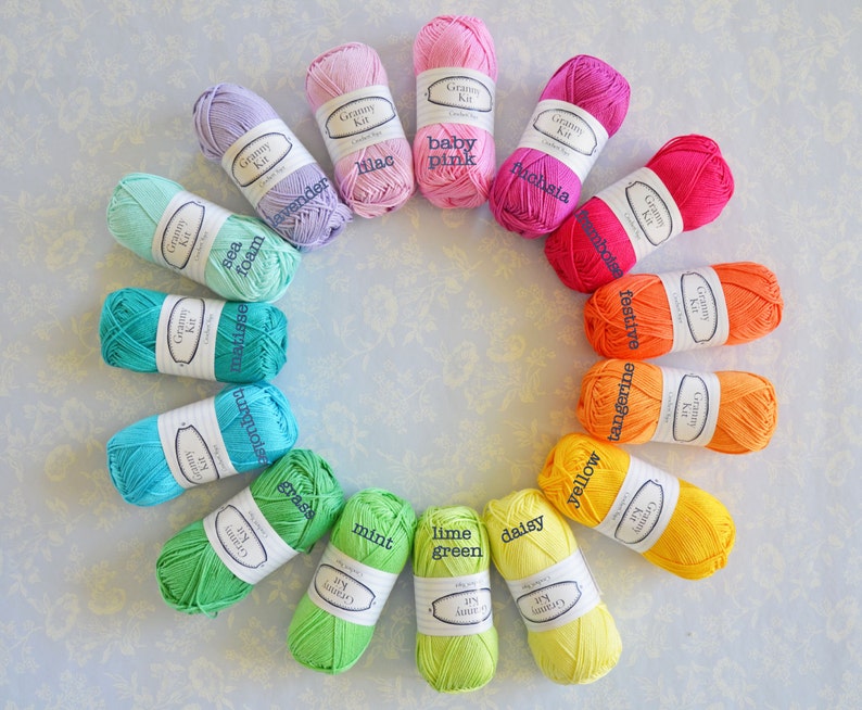 15 balls Cotton Yarn Rainbow Colours Granny Kit Yarn Ready to Etsy