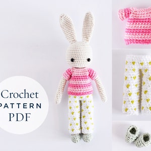 crochet pattern,Easter special,Cosy Easter Outfit for Angie Bunny, amigurumi, step by step DIY pattern ready to download by CrochetObjet