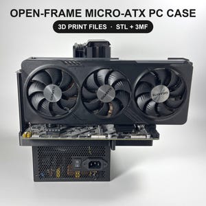 Open Frame Micro ATX PC Case STL File, Printable Test Bench with Graphics Card Support, Open Air Computer Chassis, Bambu 3mf Included