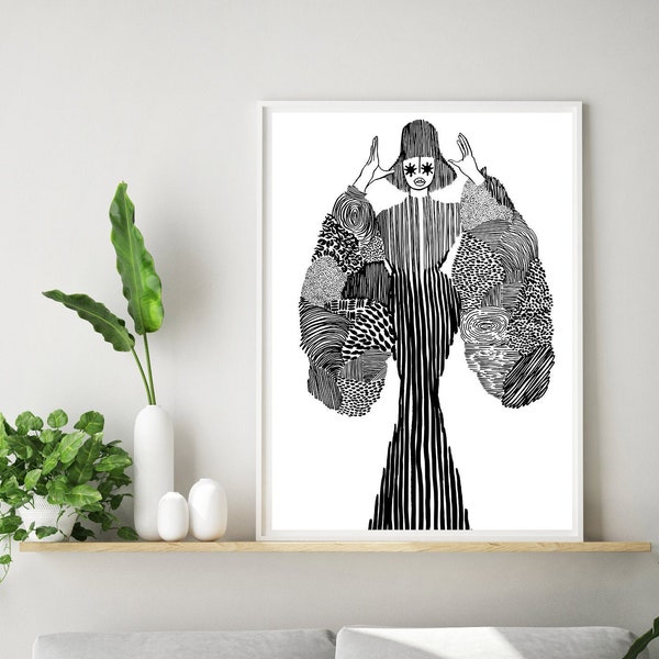 Delicately Rooted (pt 3) - Art Print - Black Art - African - Afrocentric - Monochrome Art - Black Heritage - Black Woman - Limited Edition