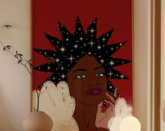 We Shine Art Print: Black Woman Illustration, Giclée Print