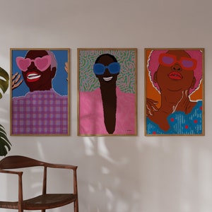 Black Woman Art Print Set Set of 3 Wall Art Black Art image 1