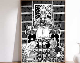 Aunty V Art Print - Black Art - Children's Art